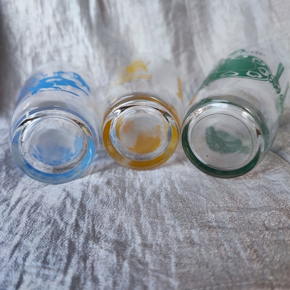5 Swanky Swig Vintage Juice Glasses Jelly Jars Green Blue Yellow - Picture 8 of 9